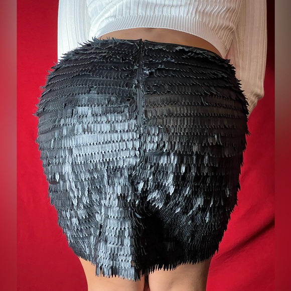 Max Studio Black Fringe Punk Metal Chic Skirt - Picture 4 of 4